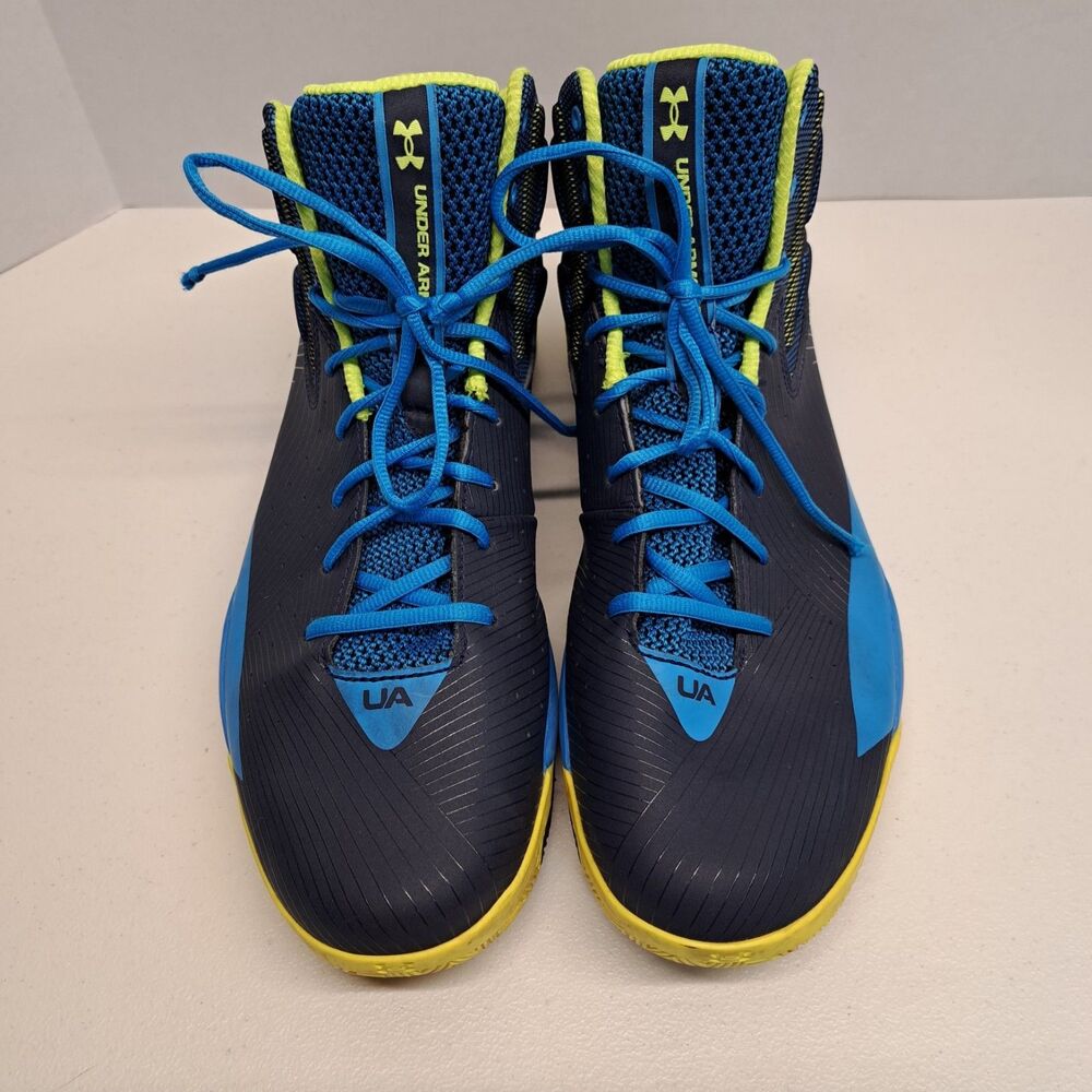 Under Armour Rocket Basketball Shoes Yellow And Electric Blue Men's Size 13